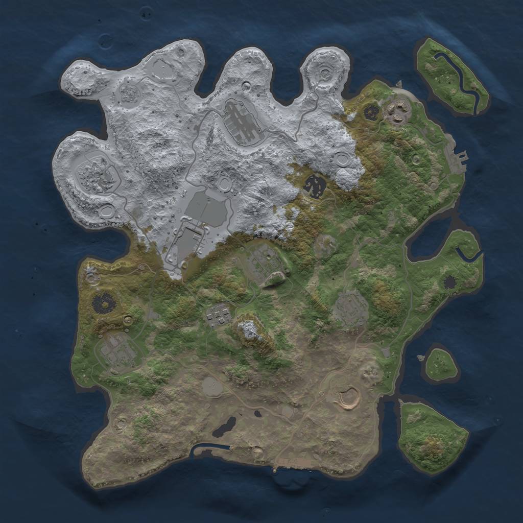 Rust Map: Procedural Map, Size: 3500, Seed: 1009166587, 17 Monuments