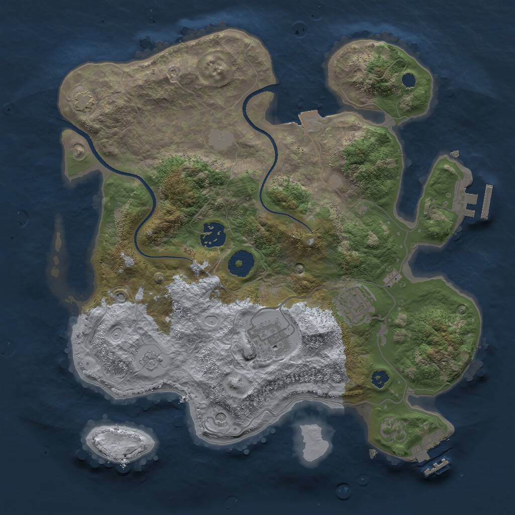 Rust Map: Procedural Map, Size: 3000, Seed: 40033243, 9 Monuments