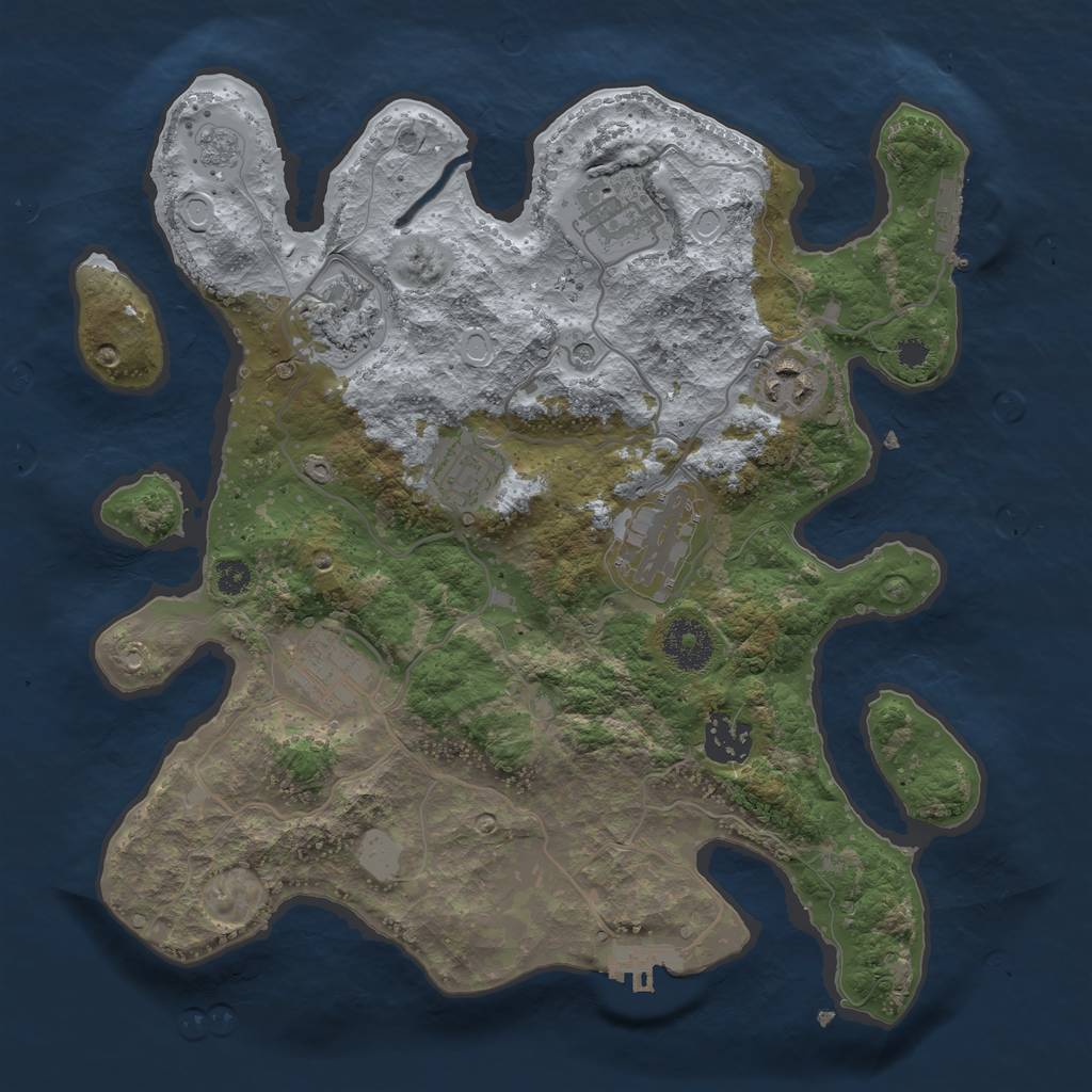 Rust Map: Procedural Map, Size: 3200, Seed: 41, 16 Monuments