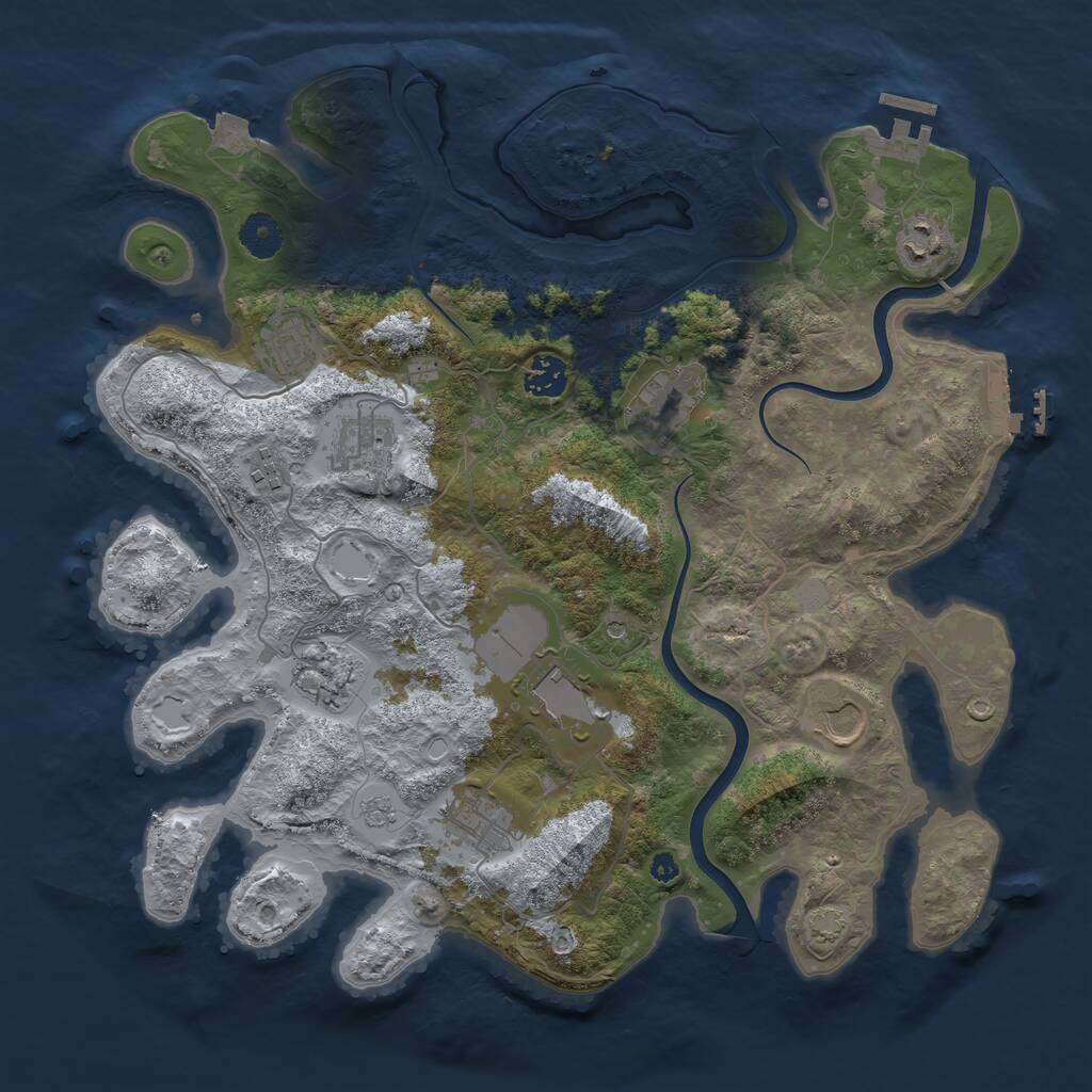Rust Map: Procedural Map, Size: 3800, Seed: 22854, 16 Monuments