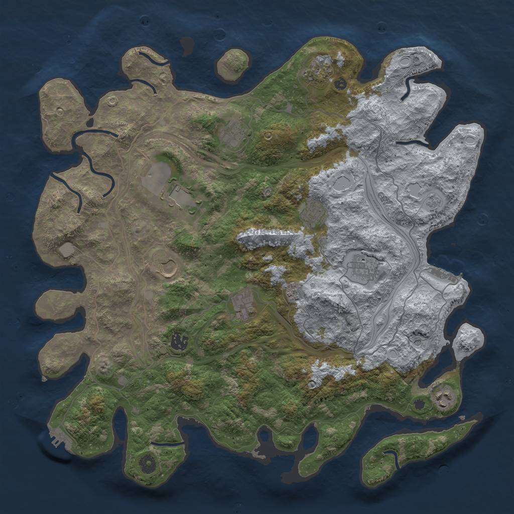 Rust Map: Procedural Map, Size: 4300, Seed: 295043990, 17 Monuments