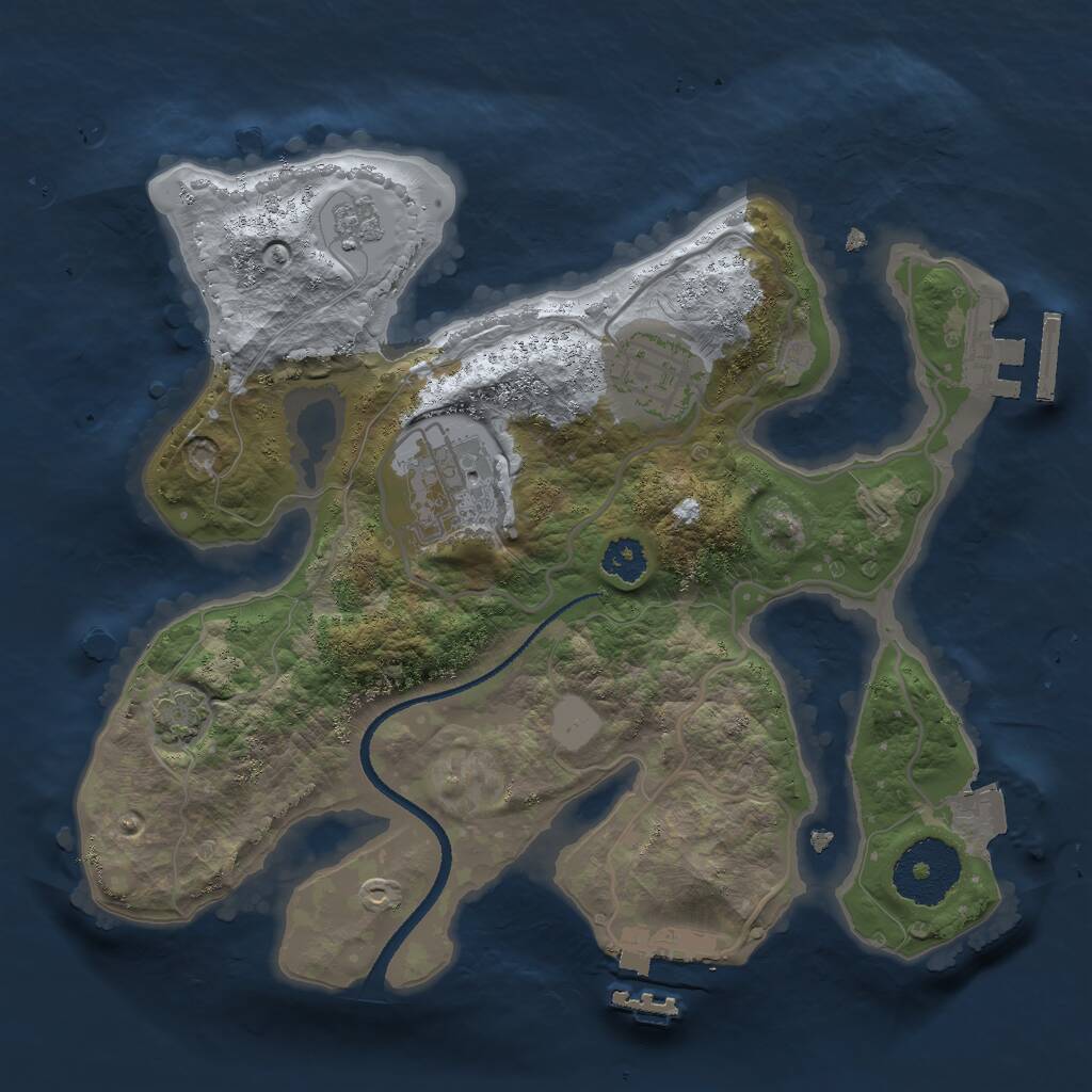 Rust Map: Procedural Map, Size: 2500, Seed: 2106774112, 7 Monuments