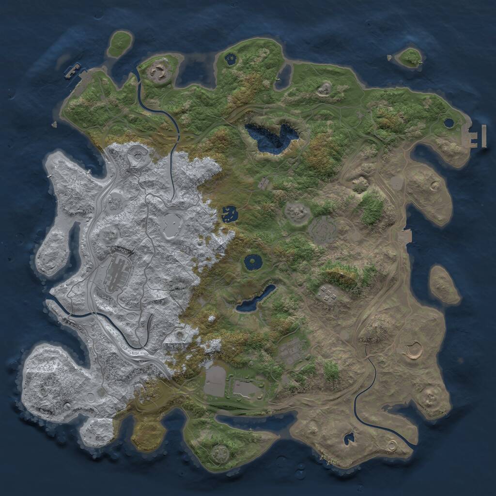Rust Map: Procedural Map, Size: 4300, Seed: 1272919309, 15 Monuments