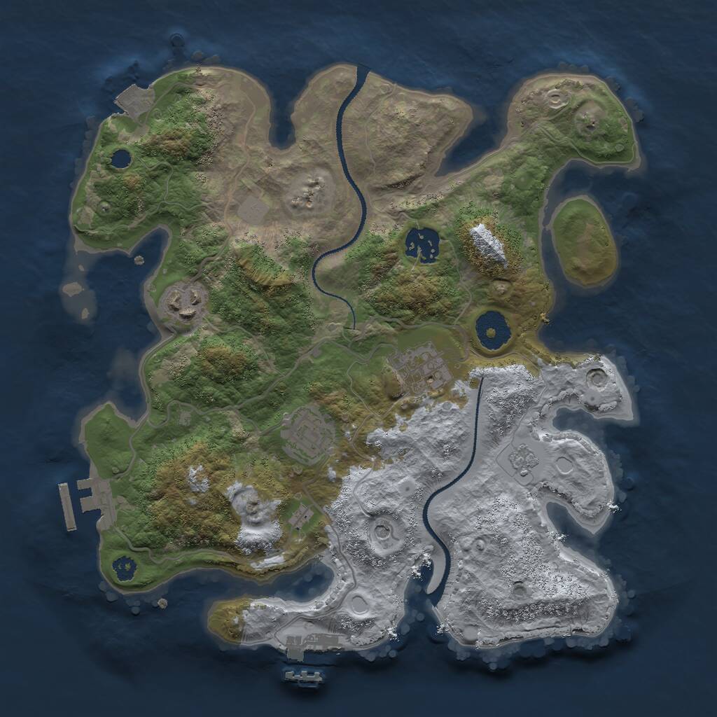 Rust Map: Procedural Map, Size: 3000, Seed: 26351, 9 Monuments