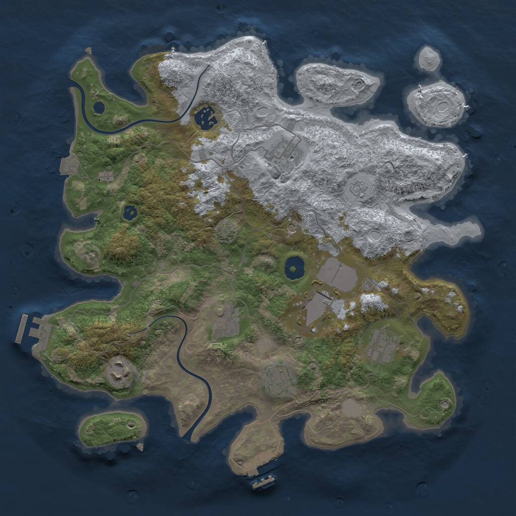 Rust Map: Procedural Map, Size: 3500, Seed: 122219367, 13 Monuments