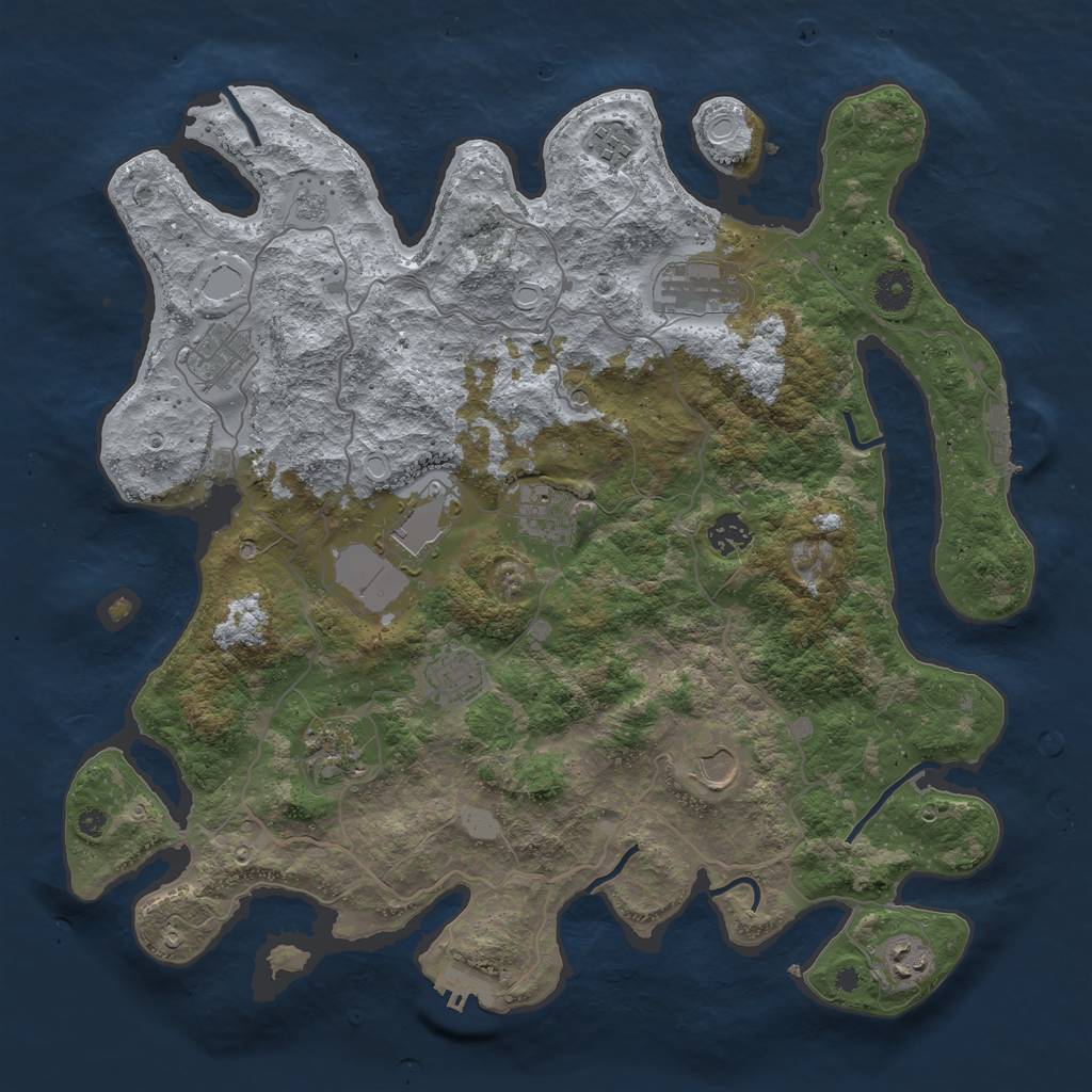 Rust Map: Procedural Map, Size: 4000, Seed: 965832, 19 Monuments
