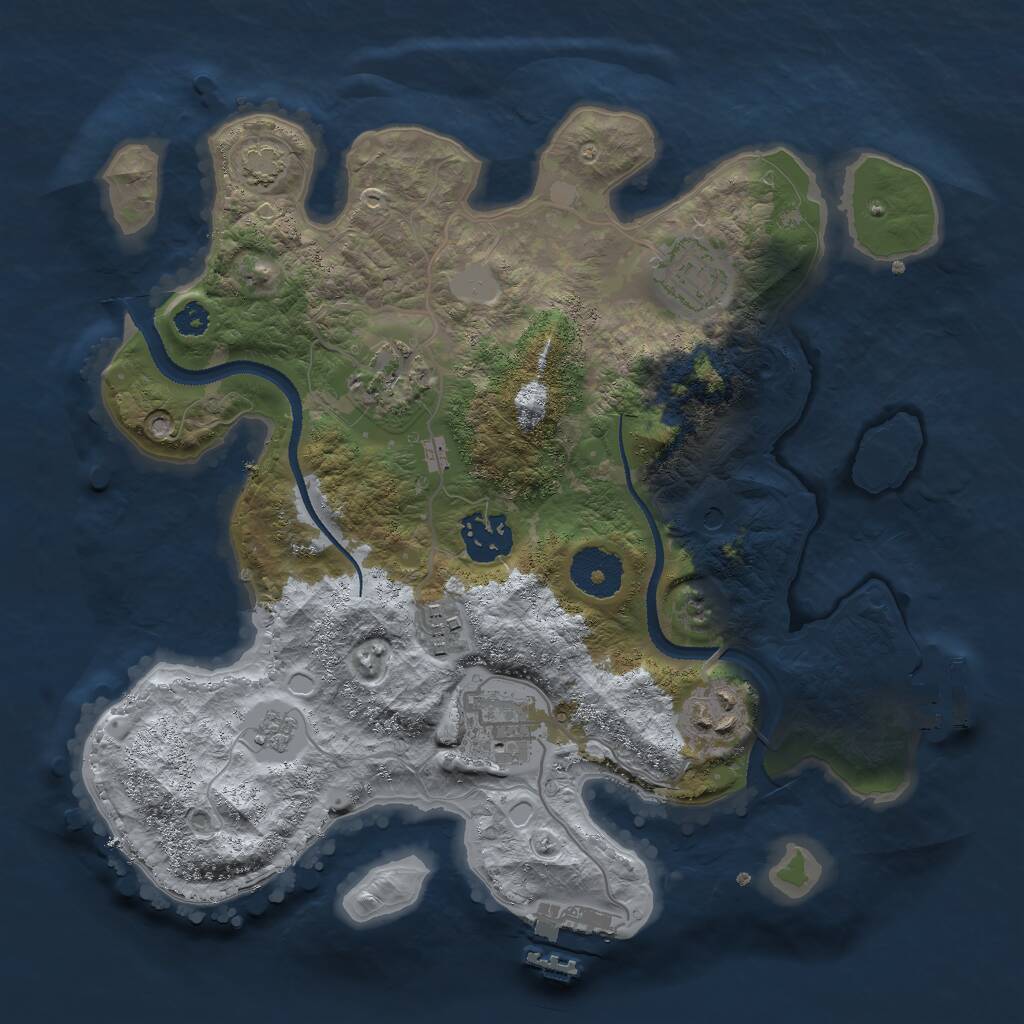 Rust Map: Procedural Map, Size: 3000, Seed: 3641809, 12 Monuments