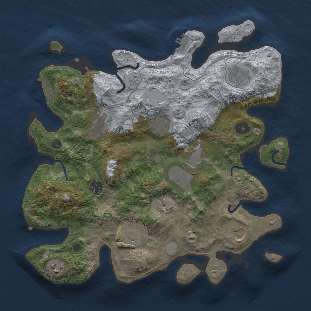 Rust Map: Procedural Map, Size: 3500, Seed: 358633289, 17 Monuments