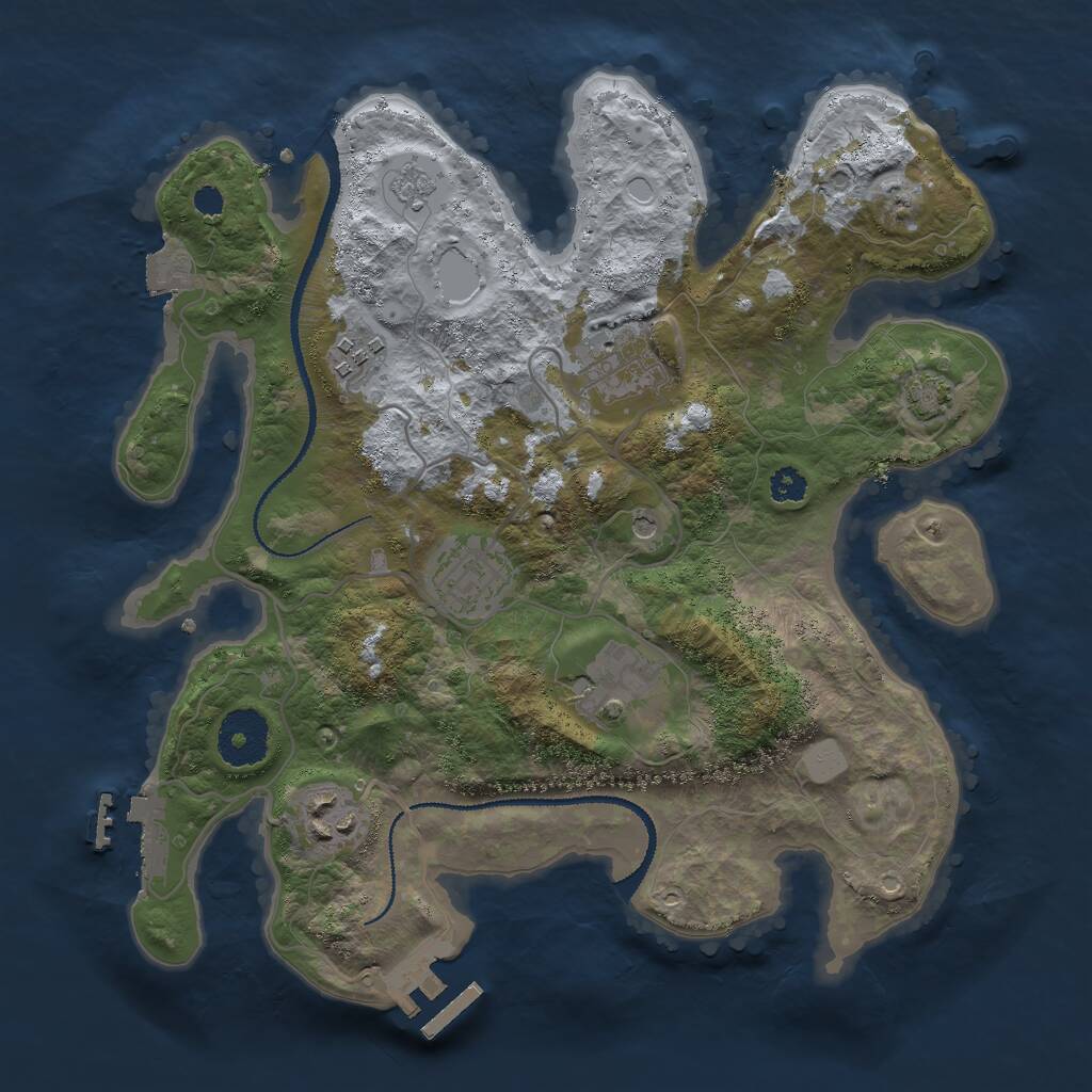Rust Map: Procedural Map, Size: 3000, Seed: 7373, 11 Monuments