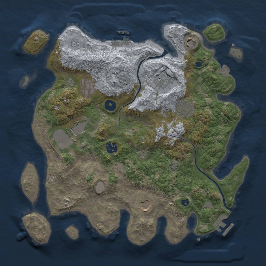 Rust Map: Procedural Map, Size: 3500, Seed: 1280382415, 14 Monuments