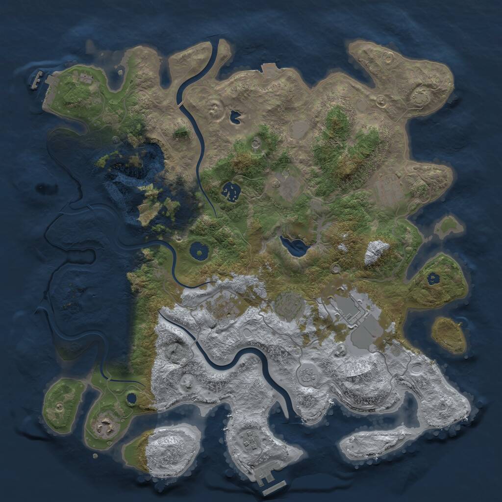 Rust Map: Procedural Map, Size: 4000, Seed: 741930, 14 Monuments