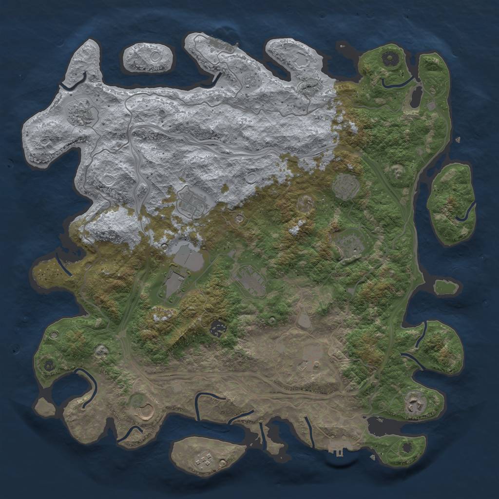 Rust Map: Procedural Map, Size: 4500, Seed: 478051908, 20 Monuments