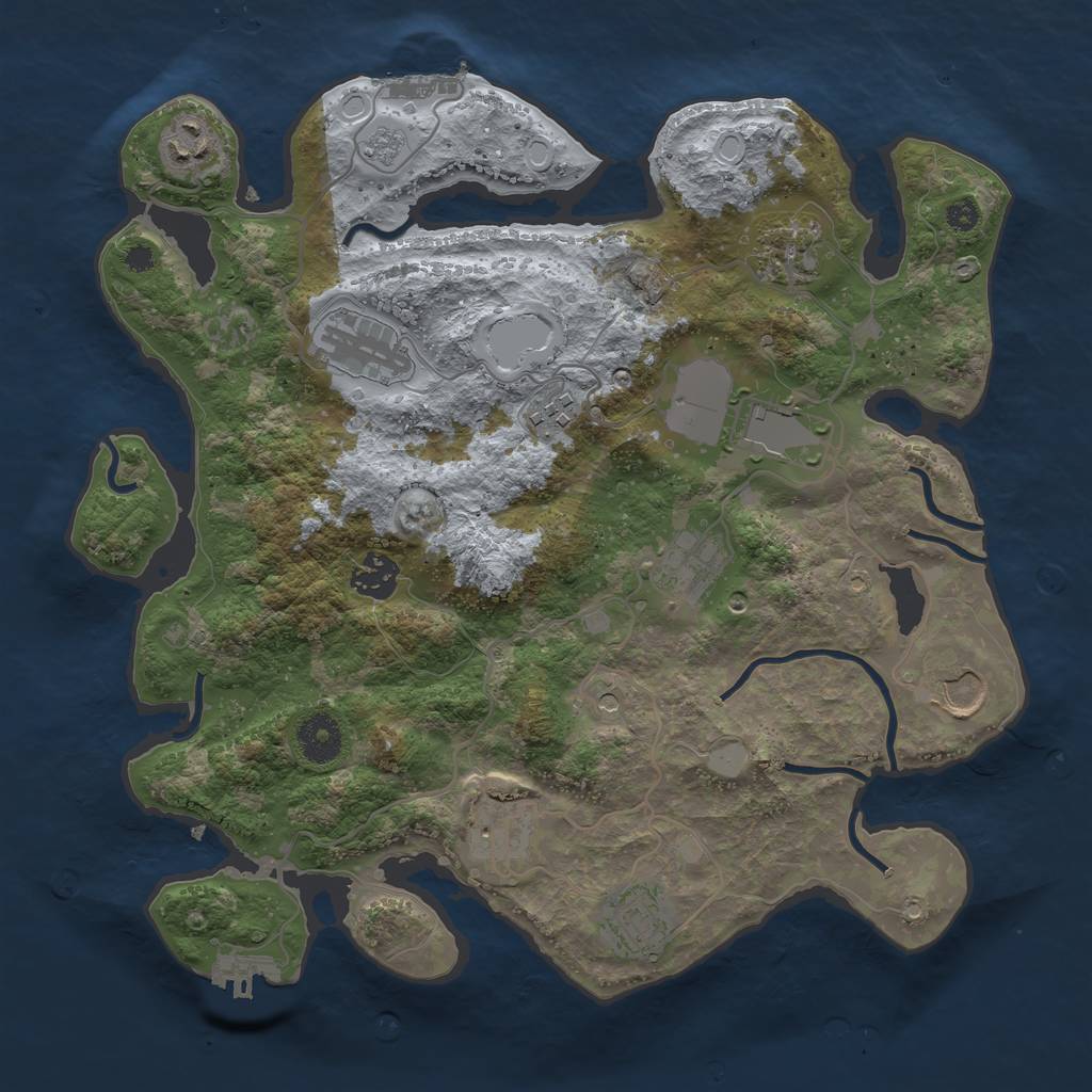 Rust Map: Procedural Map, Size: 3500, Seed: 1358494669, 19 Monuments