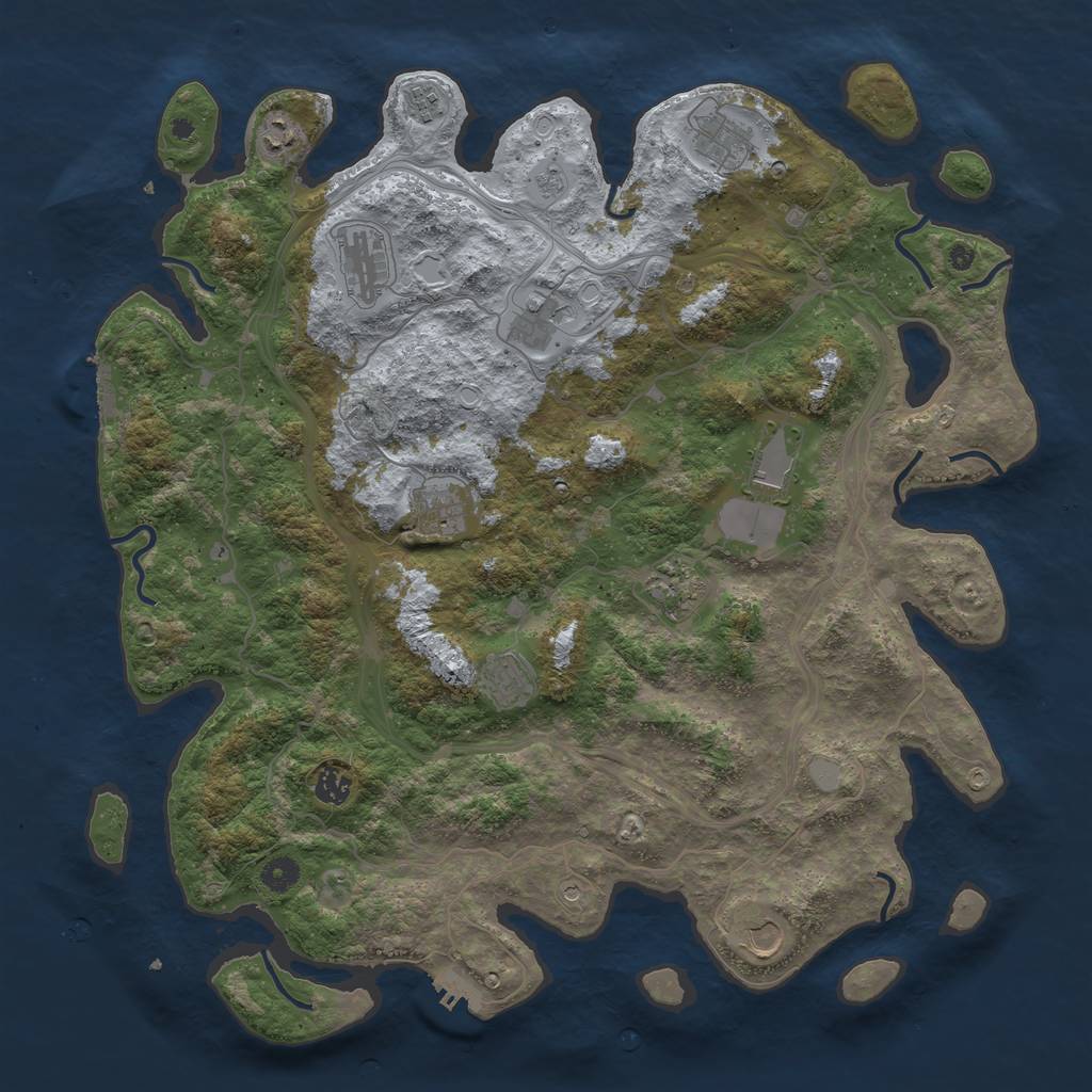 Rust Map: Procedural Map, Size: 4500, Seed: 730354531, 20 Monuments
