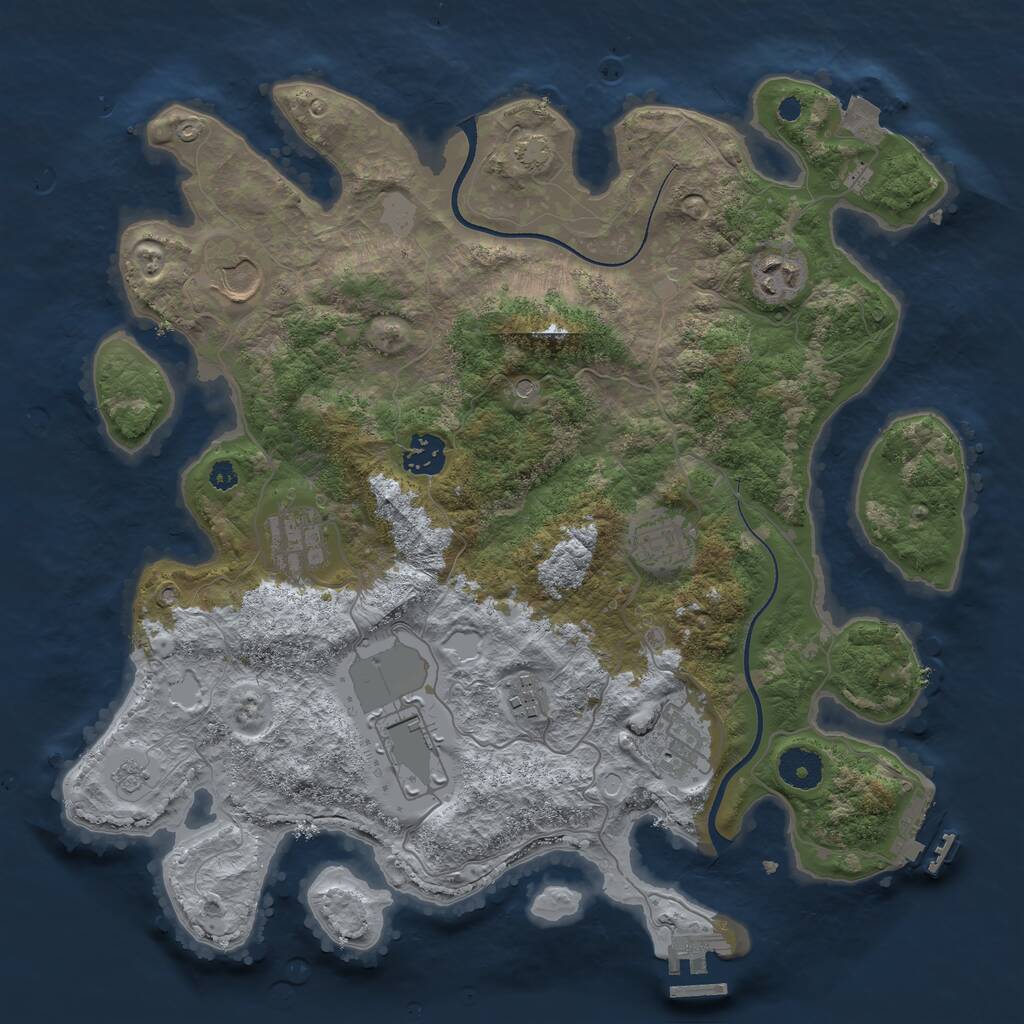 Rust Map: Procedural Map, Size: 3600, Seed: 36845489, 14 Monuments