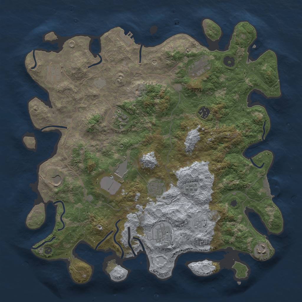 Rust Map: Procedural Map, Size: 4000, Seed: 2107118241, 19 Monuments