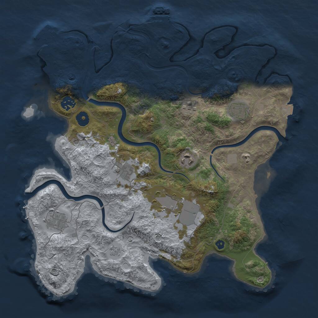 Rust Map: Procedural Map, Size: 3500, Seed: 70333, 13 Monuments
