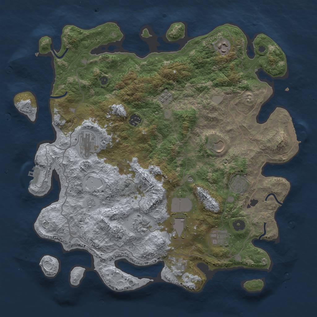 Rust Map: Procedural Map, Size: 4000, Seed: 3552, 16 Monuments