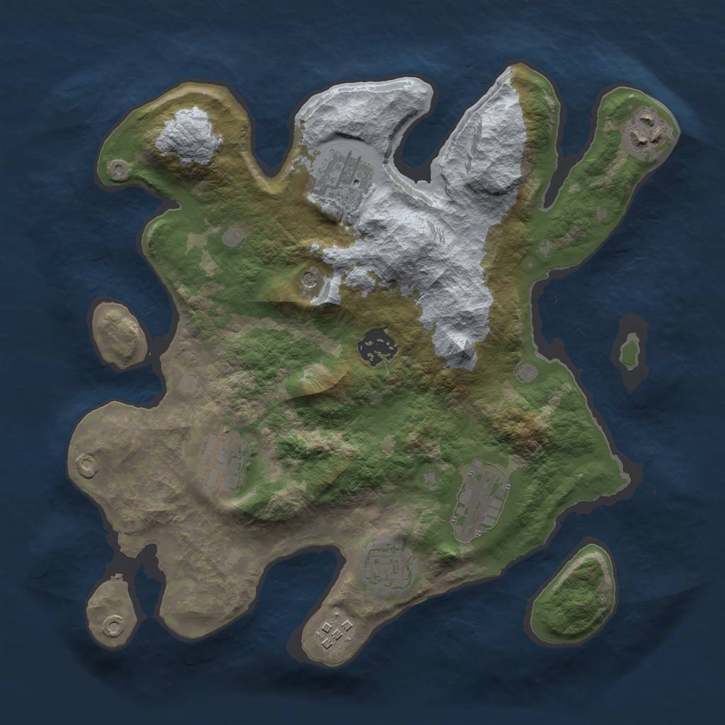 Rust Map: Barren, Size: 3000, Seed: 94253, 10 Monuments