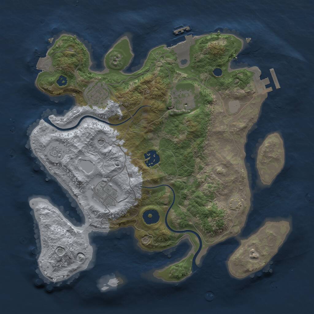 Rust Map: Procedural Map, Size: 3000, Seed: 13510, 10 Monuments