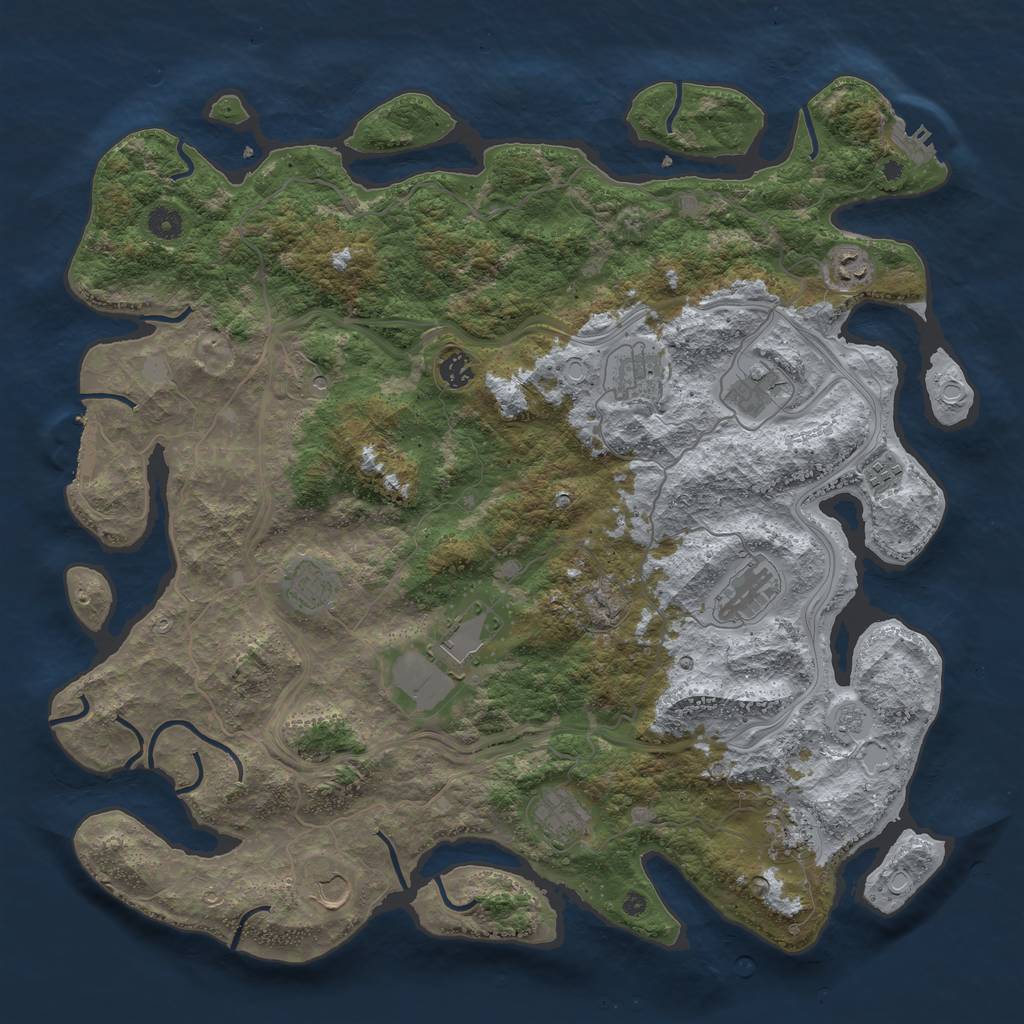 Rust Map: Procedural Map, Size: 4500, Seed: 884698183, 20 Monuments