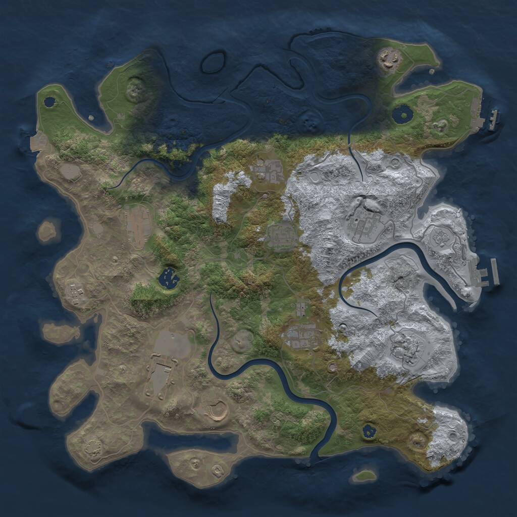 Rust Map: Procedural Map, Size: 3900, Seed: 496382, 17 Monuments