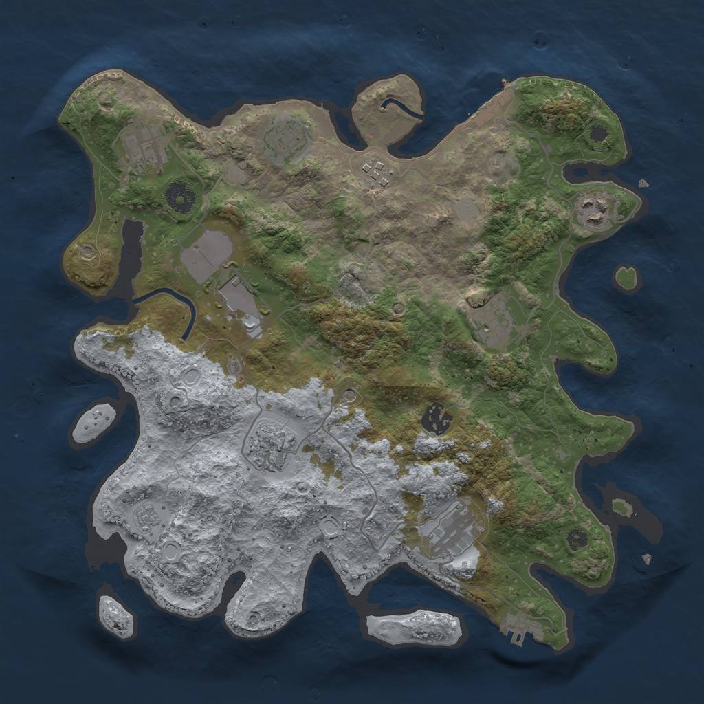 Rust Map: Procedural Map, Size: 3500, Seed: 1936327669, 18 Monuments