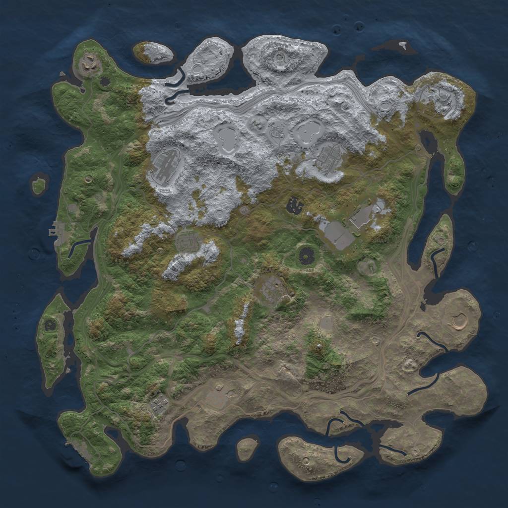 Rust Map: Procedural Map, Size: 4500, Seed: 1441639529, 20 Monuments