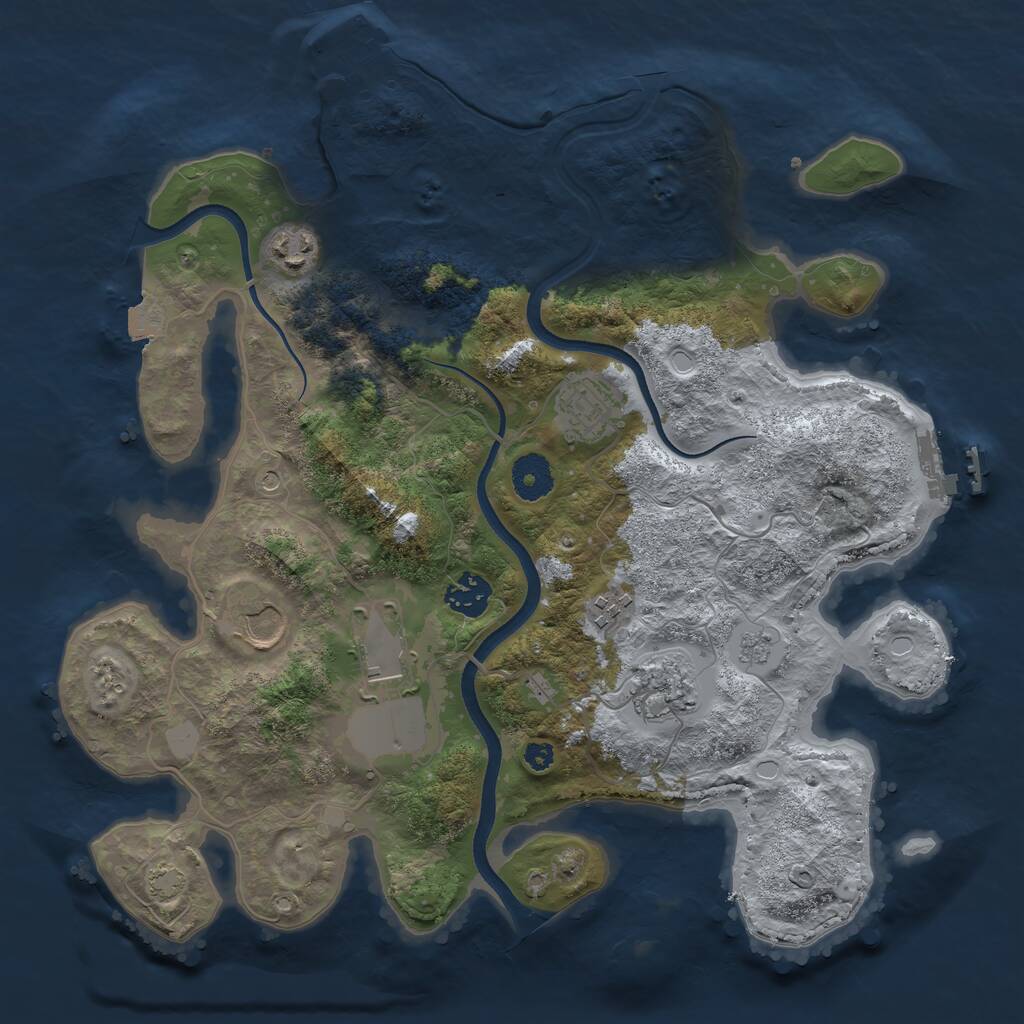 Rust Map: Procedural Map, Size: 3500, Seed: 4270888, 13 Monuments