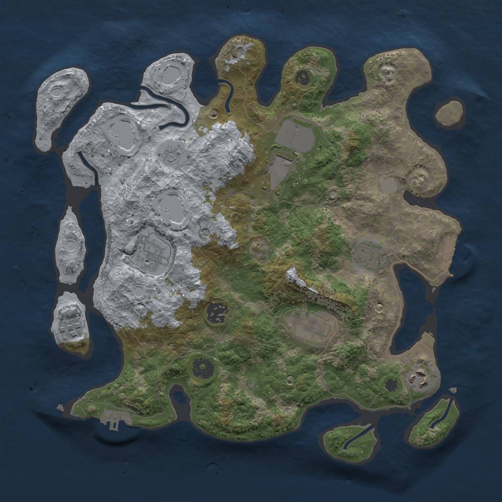 Rust Map: Procedural Map, Size: 3500, Seed: 539120920, 16 Monuments