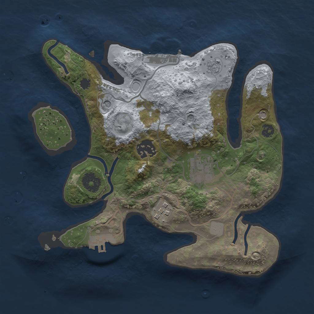 Rust Map: Procedural Map, Size: 2500, Seed: 124353, 12 Monuments