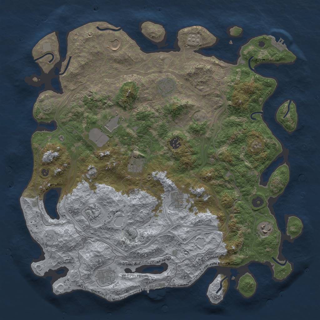 Rust Map: Procedural Map, Size: 4300, Seed: 1081097584, 18 Monuments