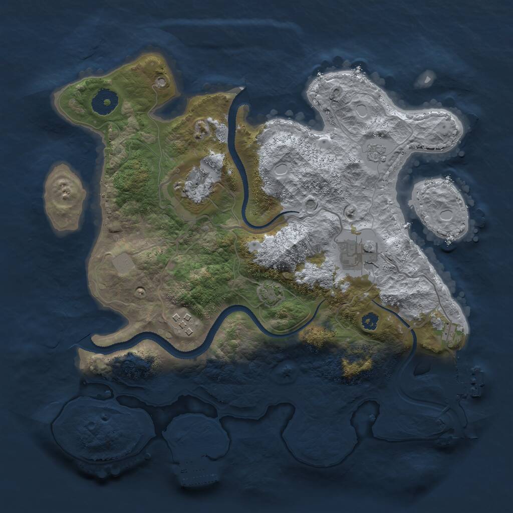 Rust Map: Procedural Map, Size: 3000, Seed: 28172, 8 Monuments