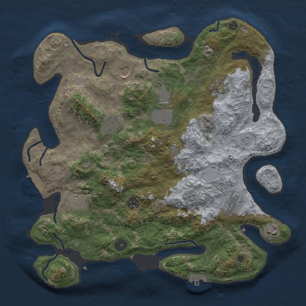 Rust Map: Procedural Map, Size: 3750, Seed: 102020, 18 Monuments