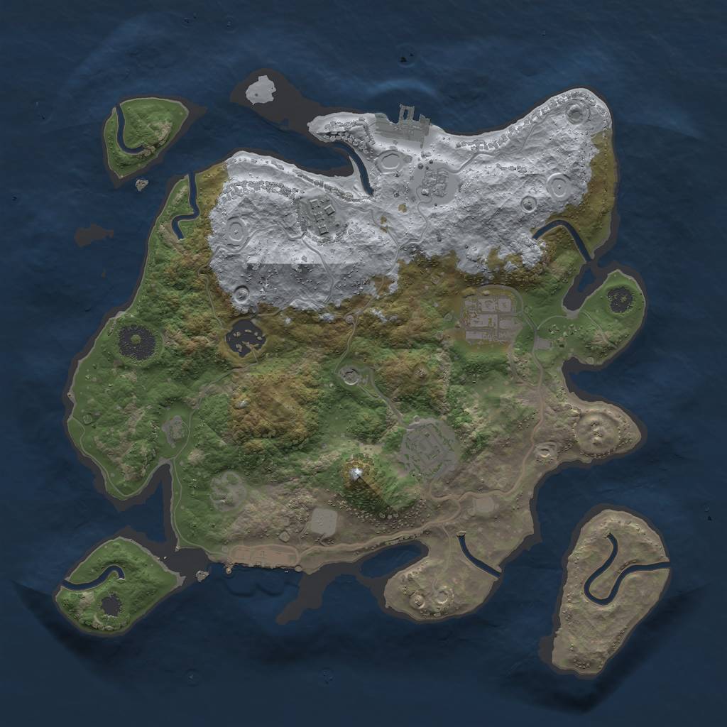 Rust Map: Procedural Map, Size: 3000, Seed: 945777977, 13 Monuments