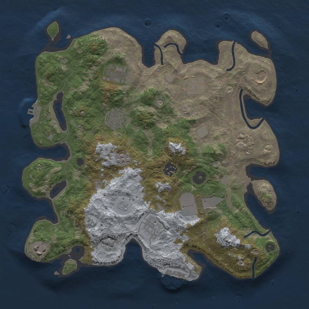 Rust Map: Procedural Map, Size: 3500, Seed: 5261103, 19 Monuments