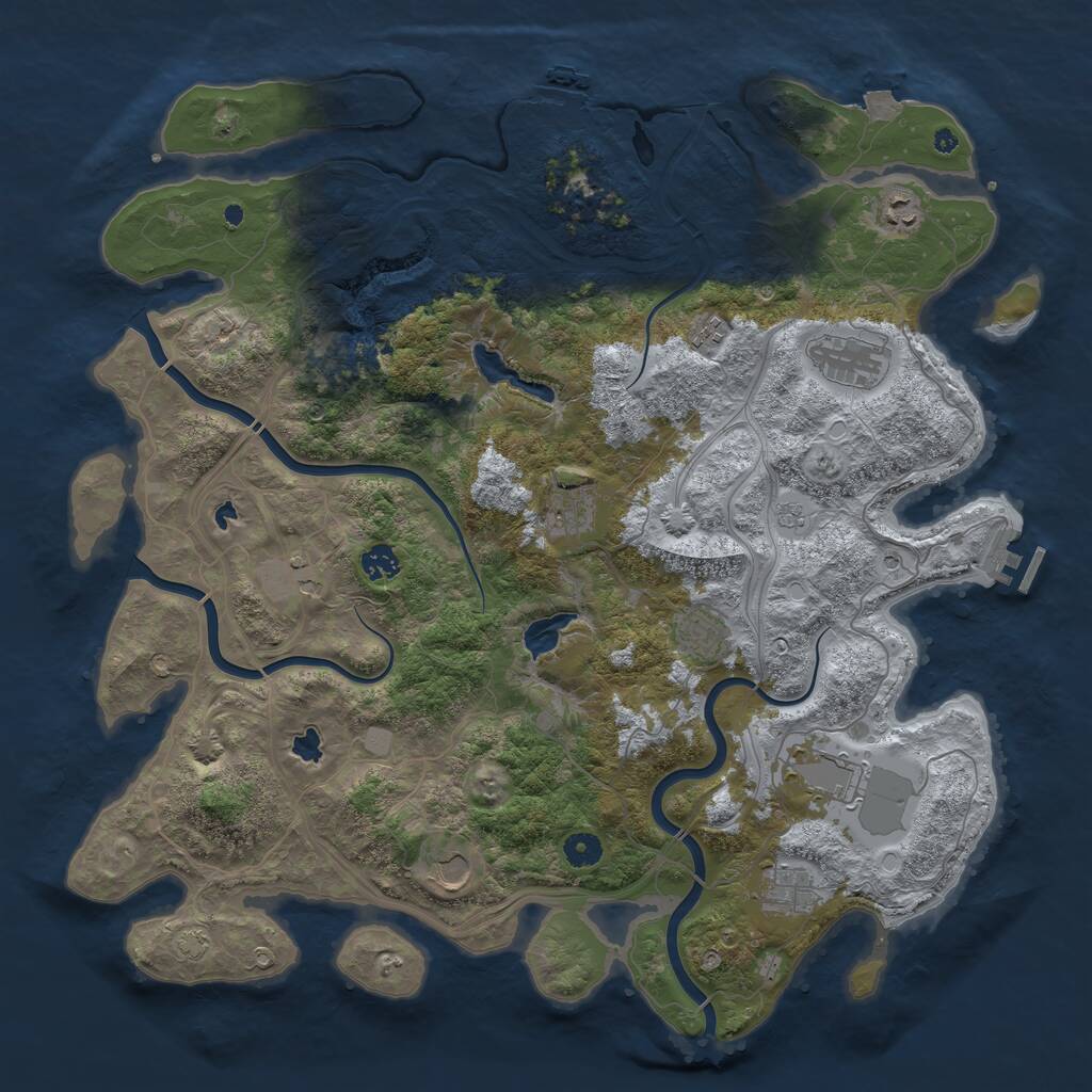 Rust Map: Procedural Map, Size: 4500, Seed: 1817408666, 16 Monuments