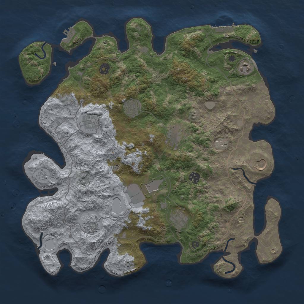 Rust Map: Procedural Map, Size: 4000, Seed: 1613813228, 19 Monuments