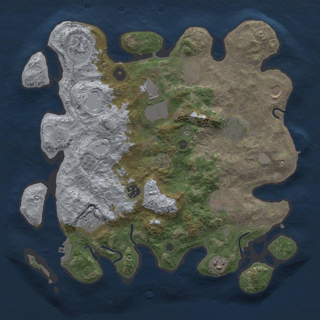 Rust Map: Procedural Map, Size: 3650, Seed: 1939425536, 19 Monuments