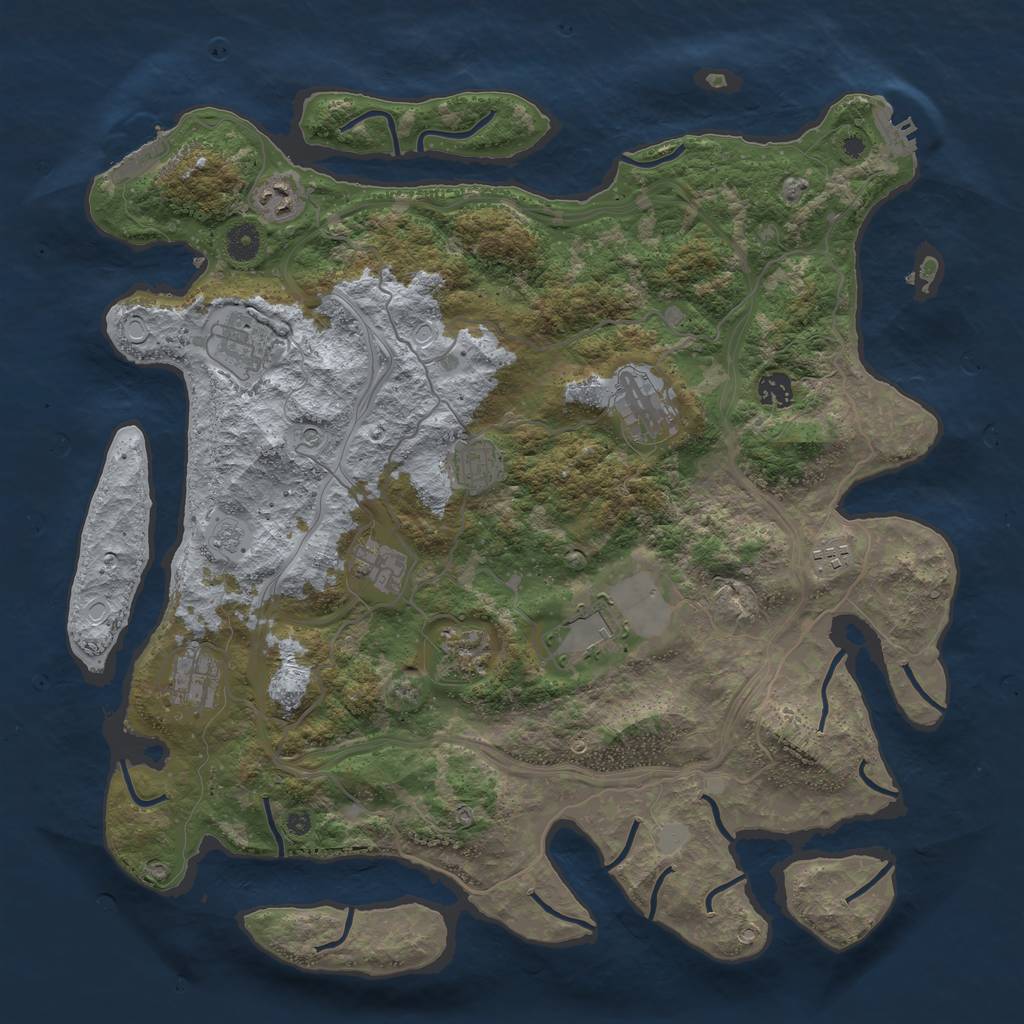 Rust Map: Procedural Map, Size: 4250, Seed: 2054247127, 17 Monuments