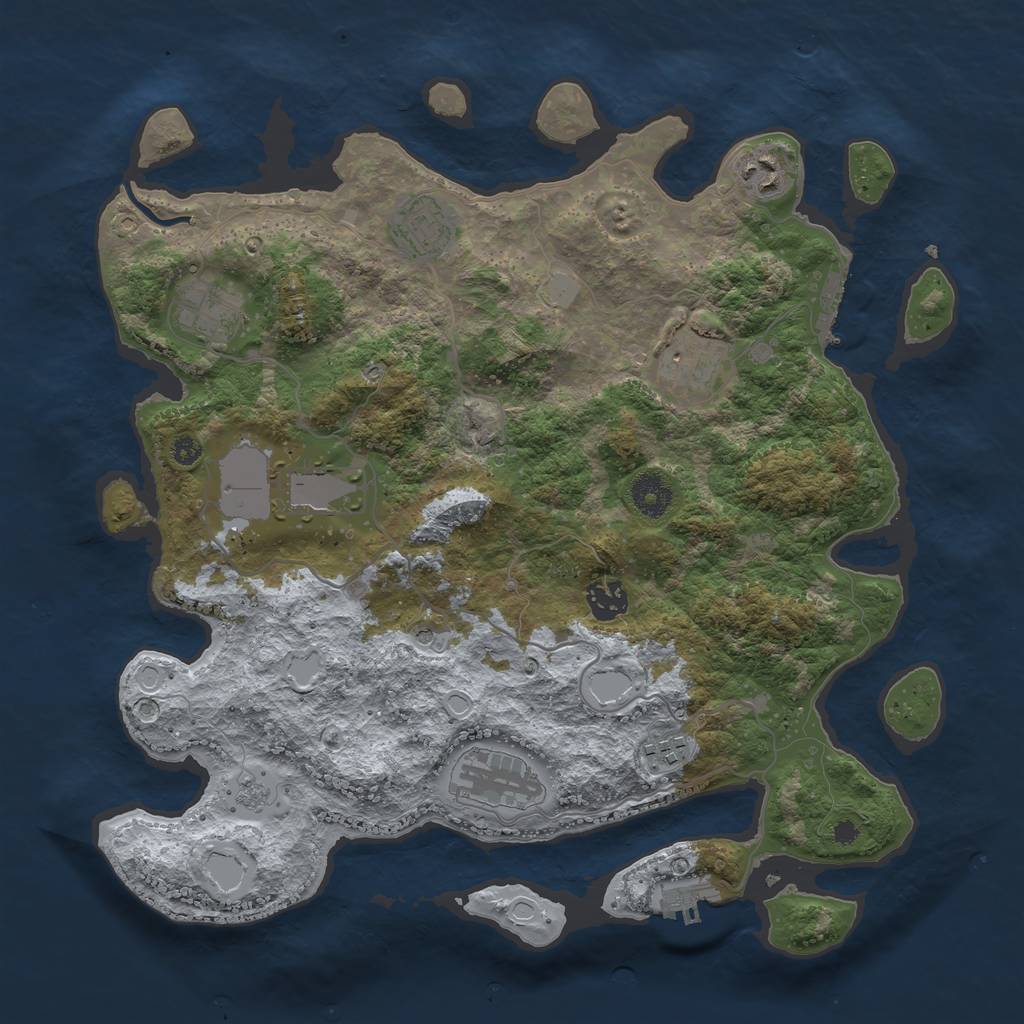 Rust Map: Procedural Map, Size: 3700, Seed: 742751045, 17 Monuments
