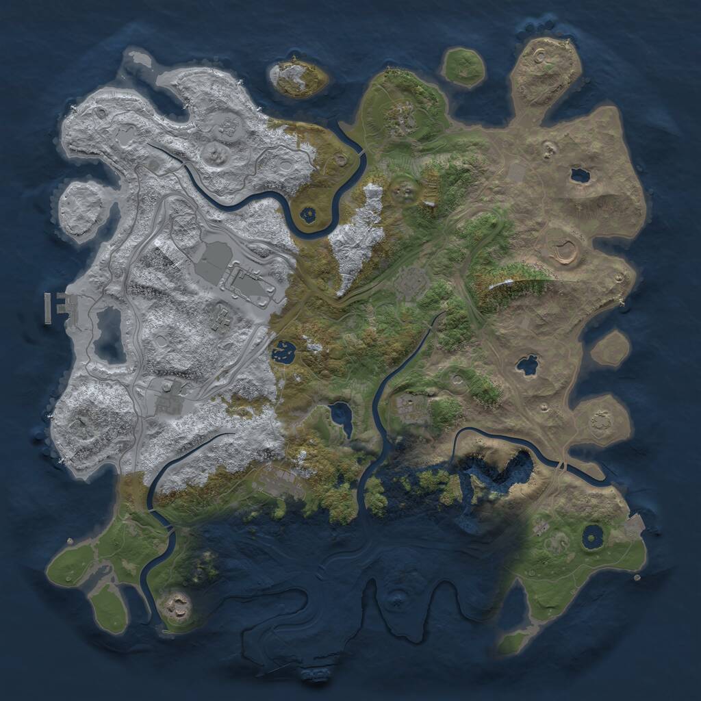 Rust Map: Procedural Map, Size: 4500, Seed: 1155379590, 16 Monuments