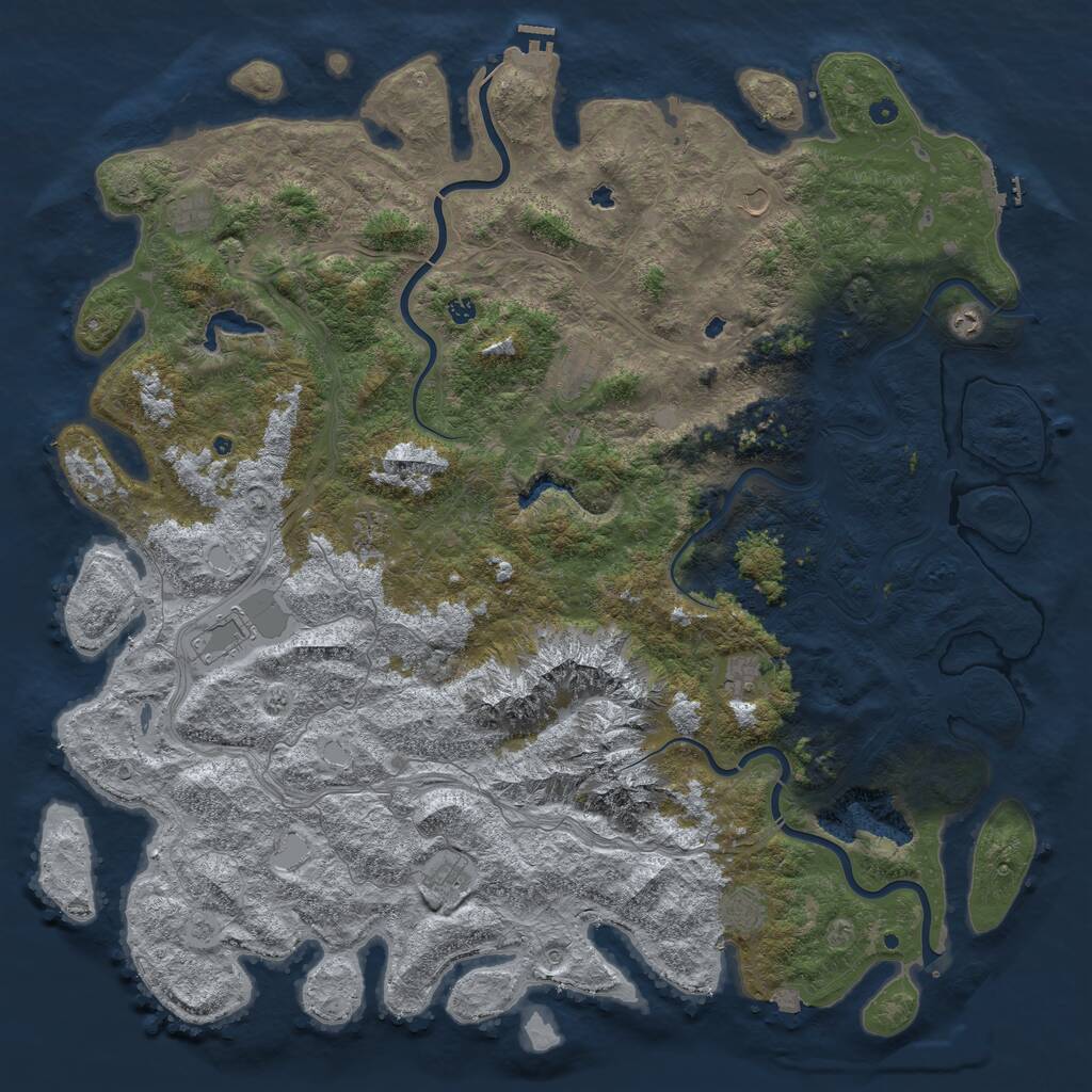Rust Map: Procedural Map, Size: 6000, Seed: 1455966531, 17 Monuments