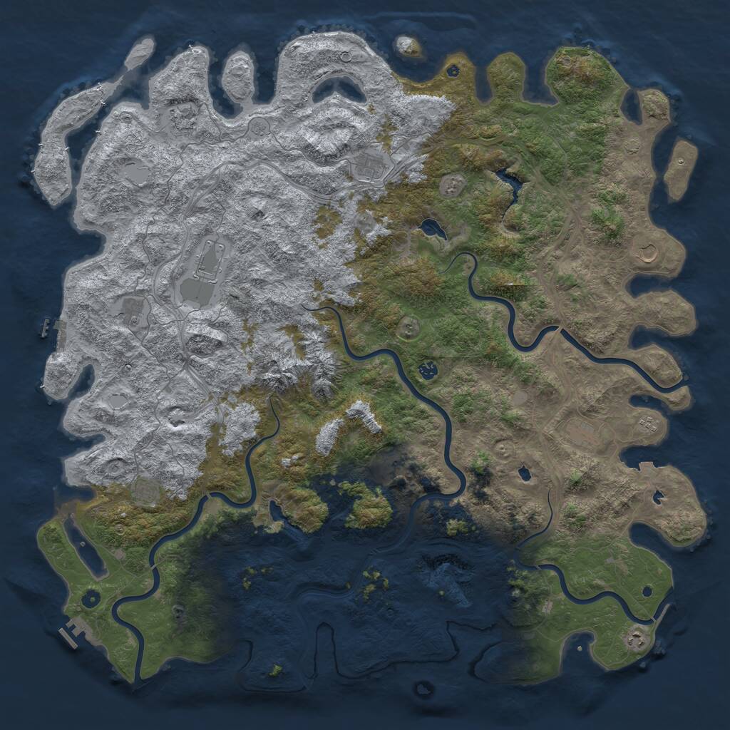 Rust Map: Procedural Map, Size: 6000, Seed: 1605358569, 17 Monuments