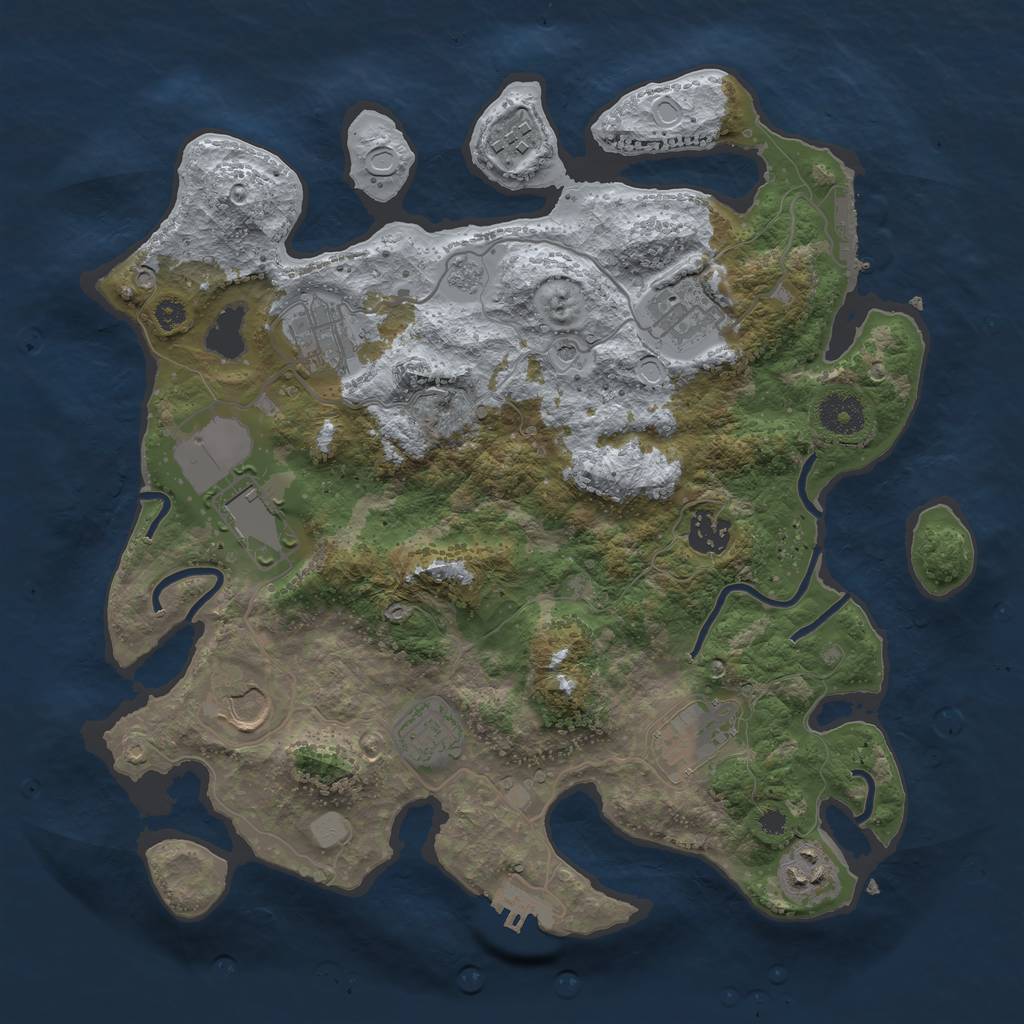 Rust Map: Procedural Map, Size: 3500, Seed: 1399303620, 18 Monuments