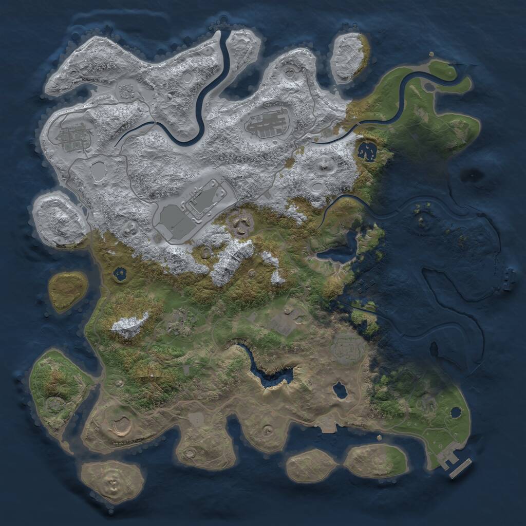 Rust Map: Procedural Map, Size: 4000, Seed: 258109, 16 Monuments