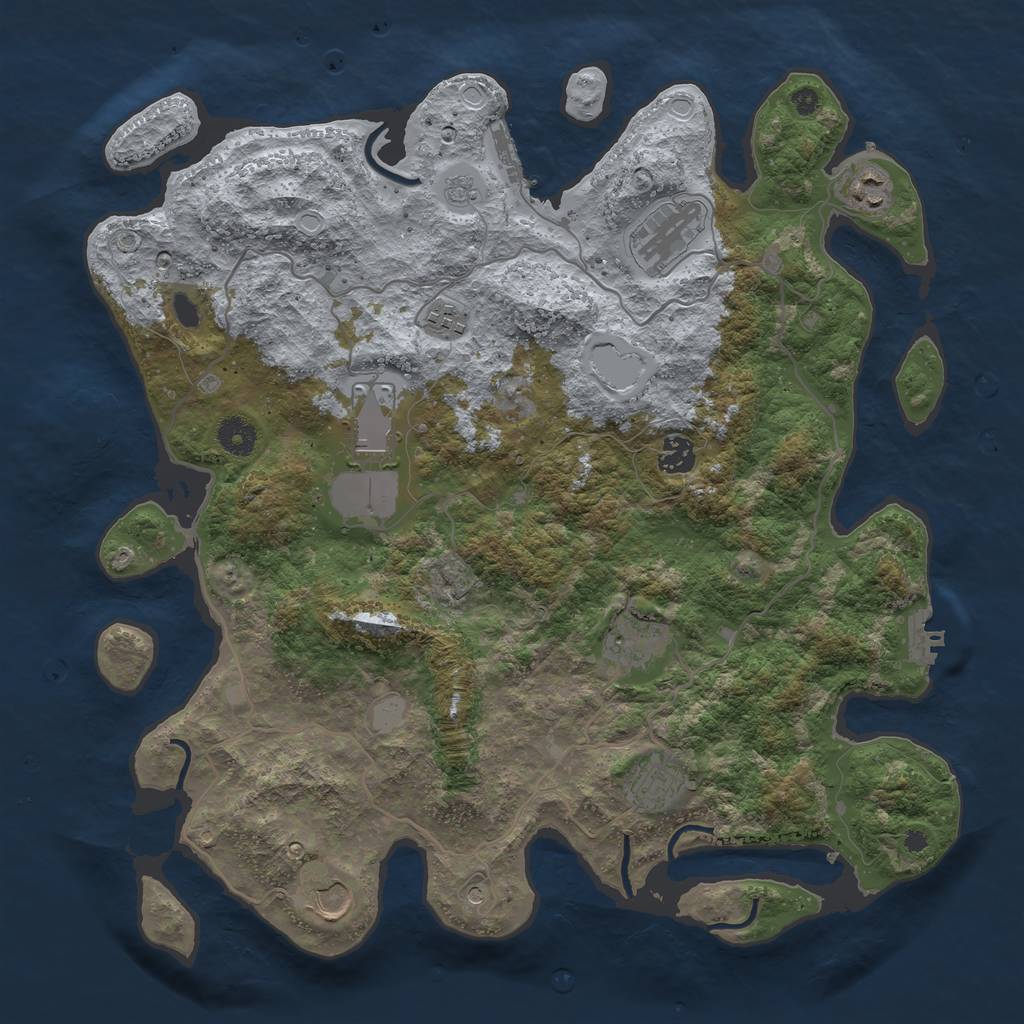 Rust Map: Procedural Map, Size: 4000, Seed: 713713, 17 Monuments