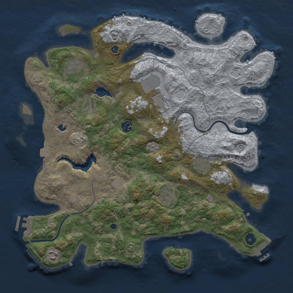 Rust Map: Procedural Map, Size: 4000, Seed: 480752, 13 Monuments