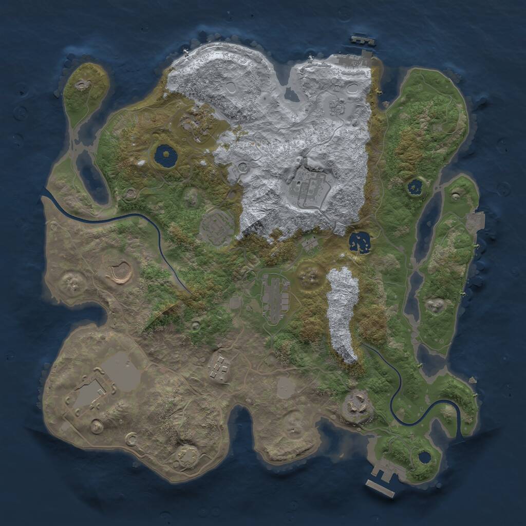 Rust Map: Procedural Map, Size: 3500, Seed: 733462361, 15 Monuments