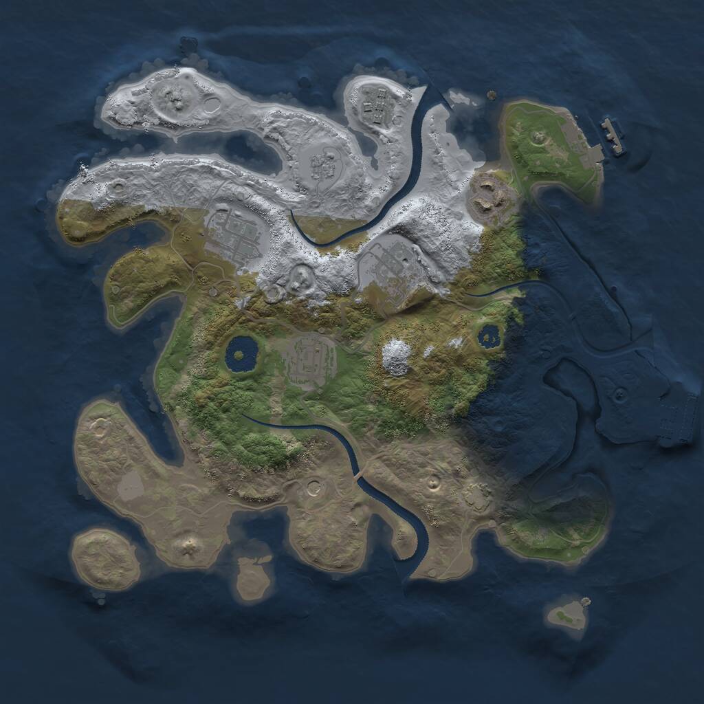 Rust Map: Procedural Map, Size: 3000, Seed: 593442943, 11 Monuments
